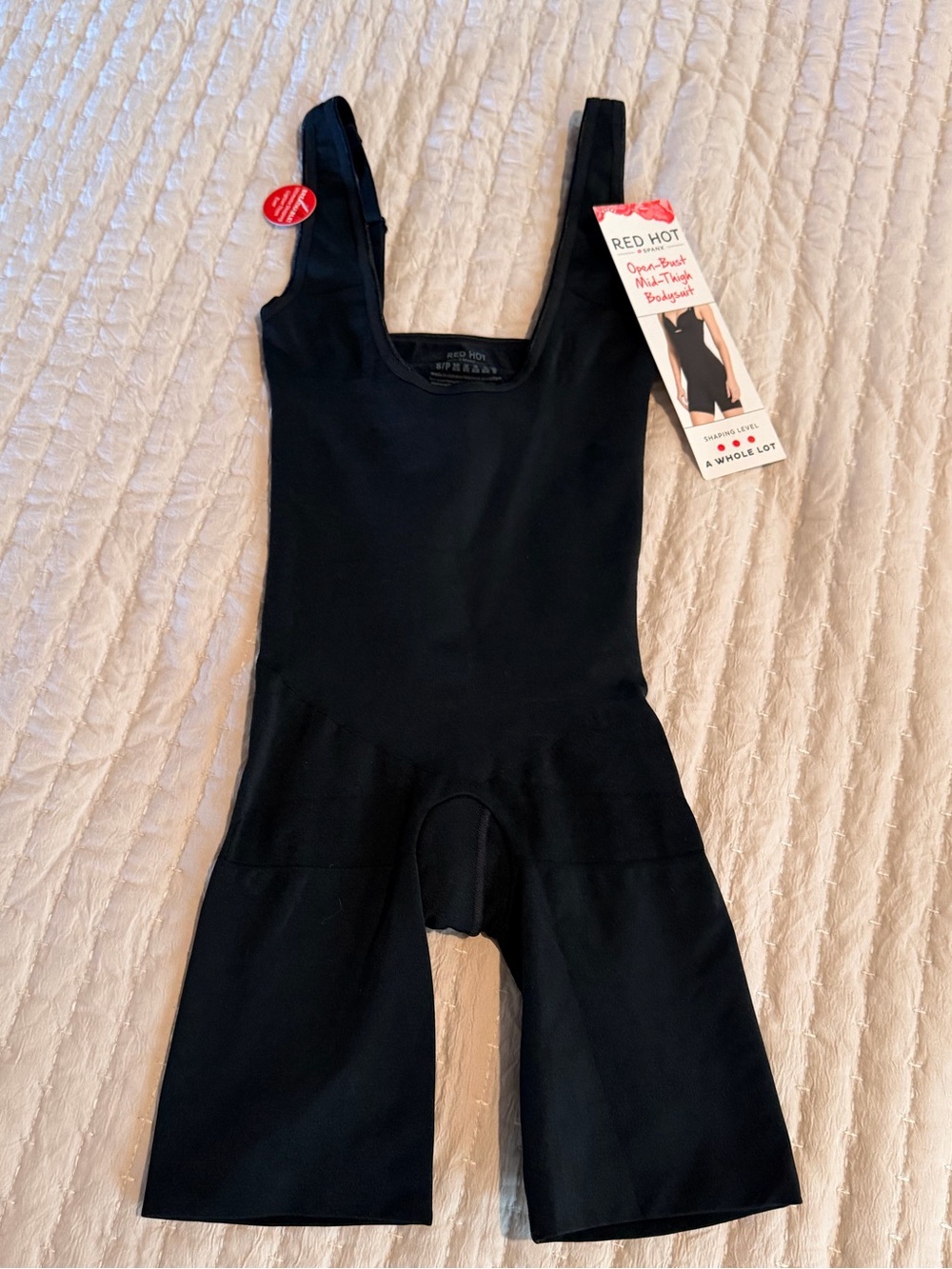 Red Hot Spanx Black Shapewear Bodysuit - Supportive Slimming Short Small - Picture 3 of 4